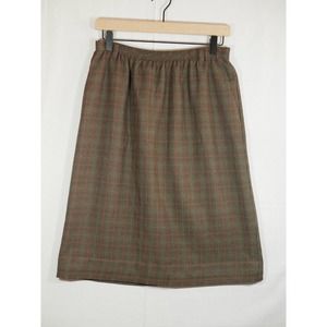 Vtg Alfred Dunner Women's Brown Pleated Plaid Skirt Size 12 USA Pockets